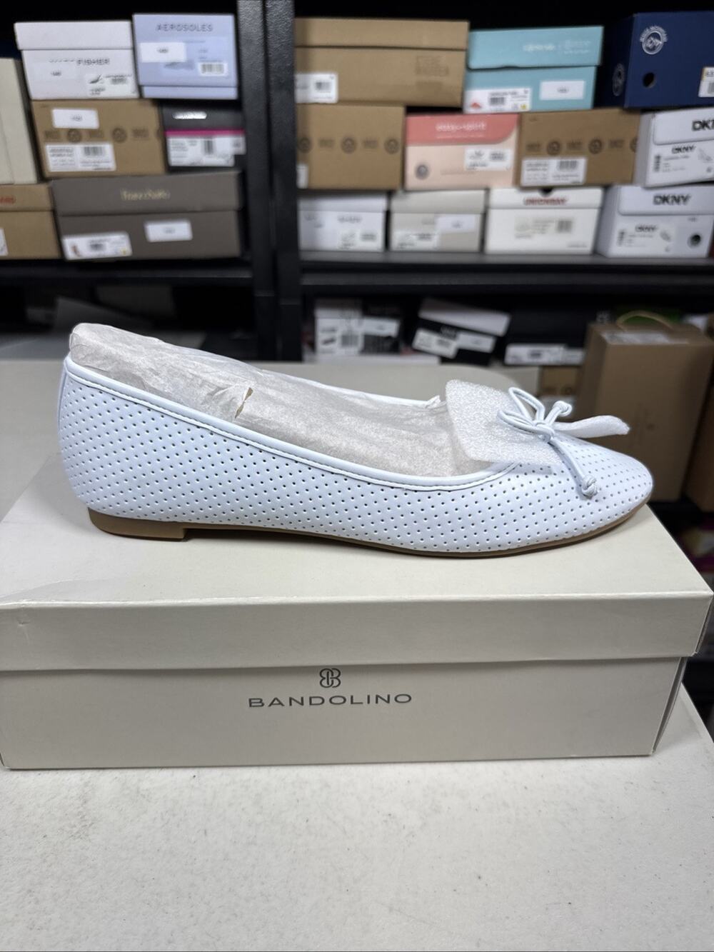 Women's 10 Bandolino Paprika 3 Ballet Flat, Ice Blue 450